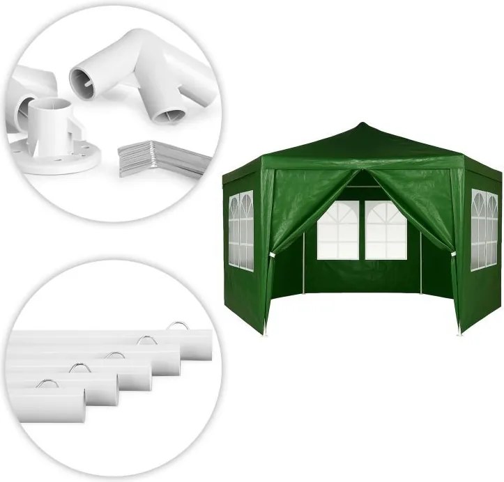 Градинска беседка 2 x 2 м - парти шатра със стени и прозорци Бял