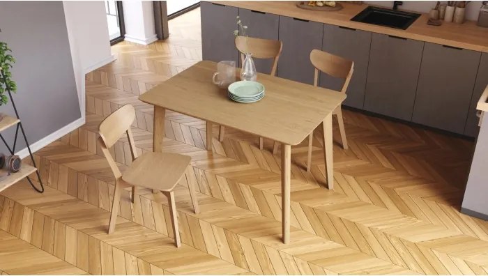 РОКСИ Естествен дъб - ДЪРВЕНА ПРАВОЪГЪЛНА МАСА 120 или 150 см РЕТРО ЗА КУХНЯ/ ТРАПЕЗАПИЯ