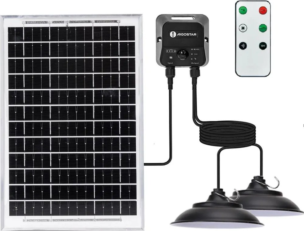 Aigostar - LED соларен полилей със сензор 2xLED/35W/12V 6000mAh 6500K Ø15cm + дистанционно управление