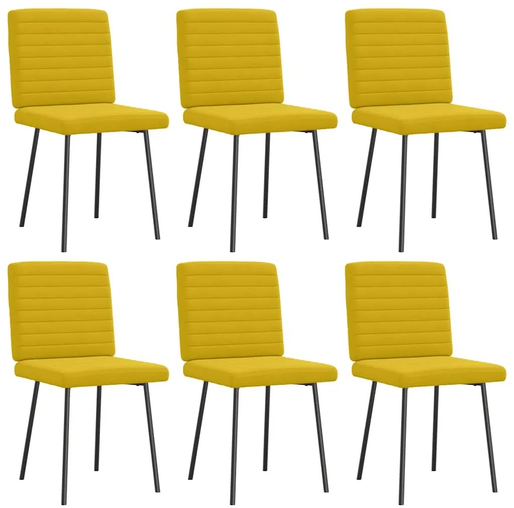 3315533 vidaXL Трапезни столове, 6 бр, жълти, кадифе