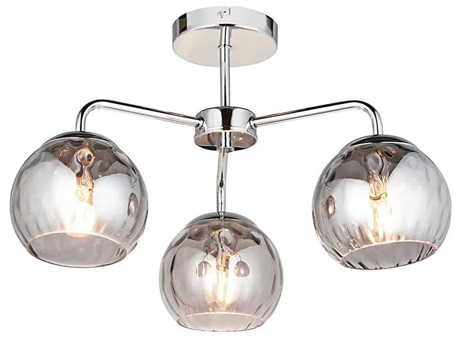 Endon 97971 - Полилей за повърхностен монтаж DIMPLE 3xE14/25W/230V лъскав хром/опушено сиво