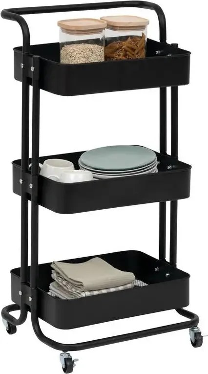 Кухненска количка 5five Black Edition, Черен, Метал, 3 нива