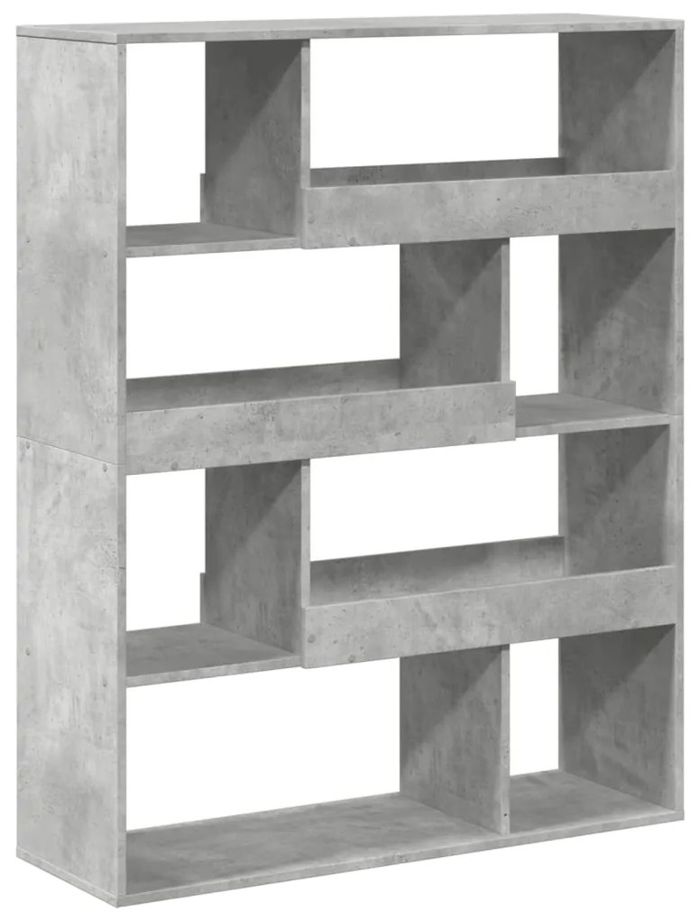 3309333 vidaXL Библиотека, бетонно сива, 100x33x125,5 см, инженерно дърво