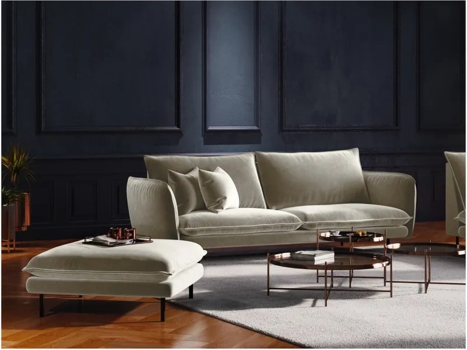 Бежов кадифен отоман, 100 x 80 cm Vienna - Cosmopolitan Design