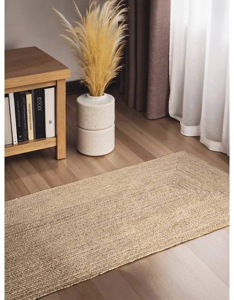Двустранна/ръчно изработена ютена пътека в светло естествен цвят 80x200 cm Juno – Hanse Home