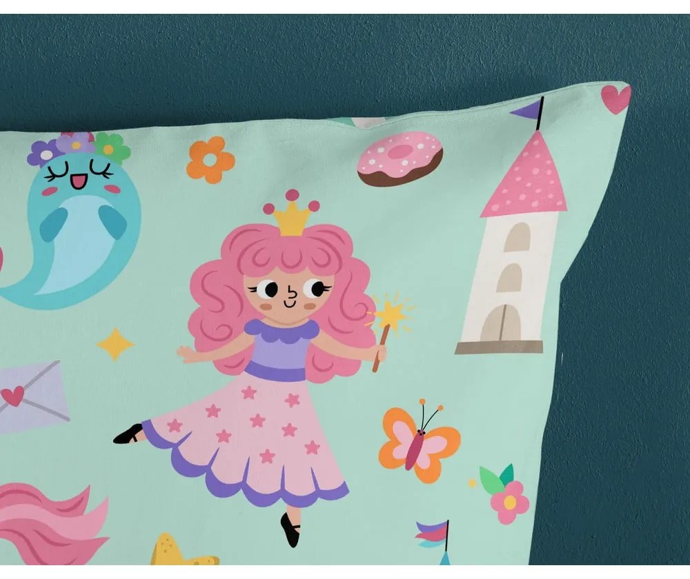 Единично памучно детско спално бельо в цвят мента 140x200 cm Fantastic – Good Morning