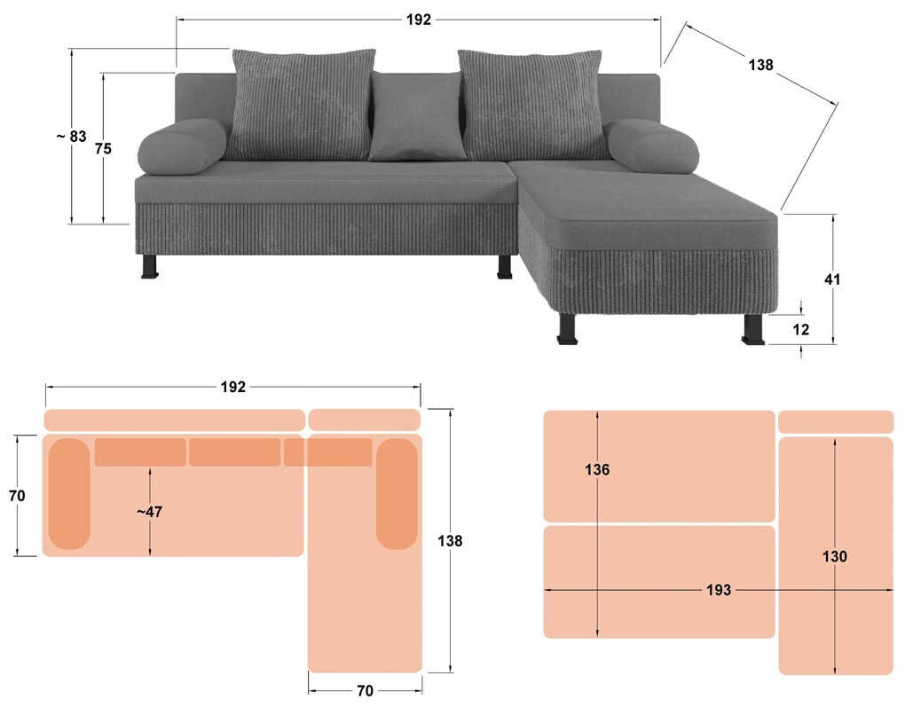 Разтегателен ъглов диван Делано S