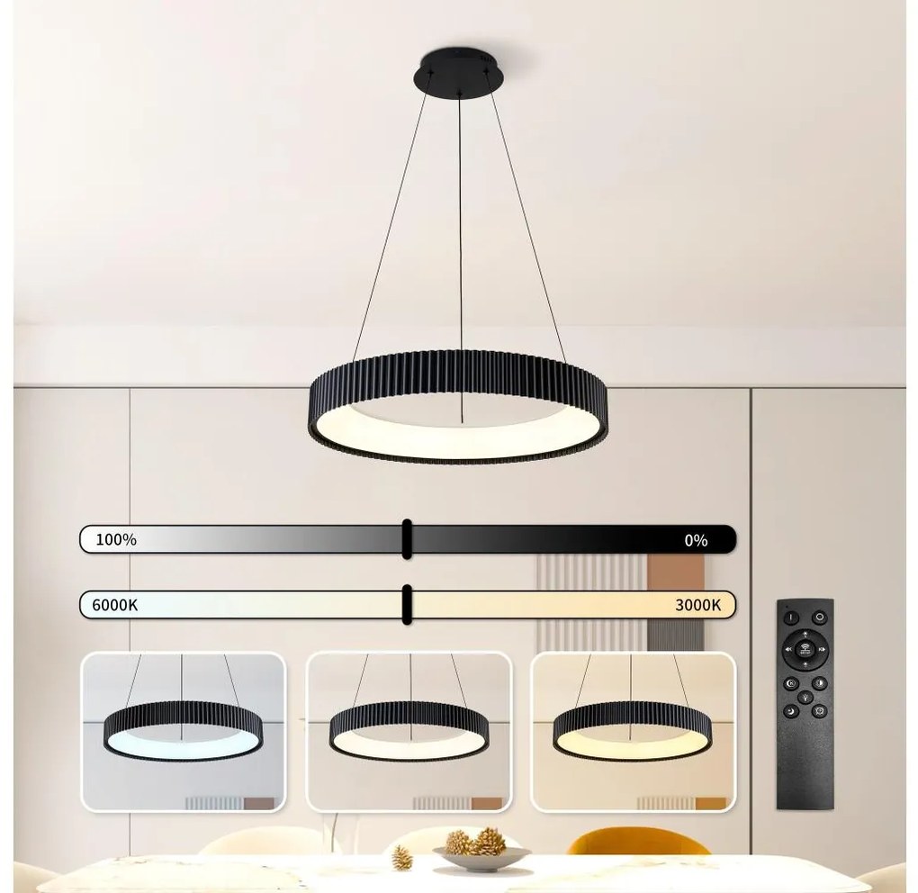 Brilagi - LED полилей с димер на кабел FALCON MODERN LED/54W/230V 60 cm черен + дистанционно