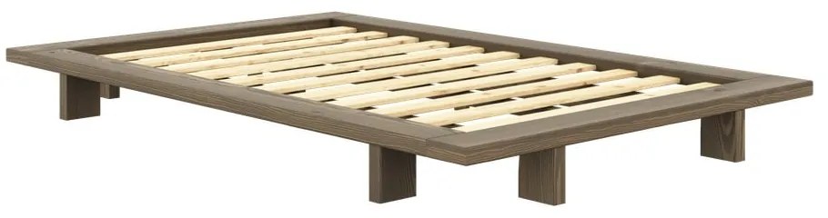 Кафяво единично легло от масивен бор с включена подматрачна рамка 120x200 cm Japan – Karup Design