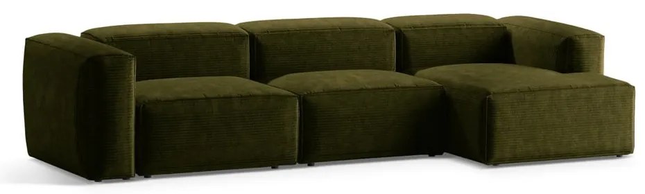 Зелен ъглов диван от рипсено кадифе (десен ъгъл) Bergano – Cosmopolitan Design