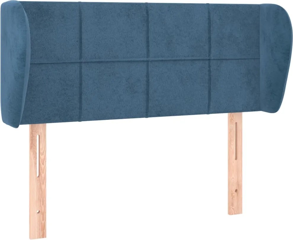 3117184 vidaXL Горна табла за легло с уши, тъмносиня, 93x23x78/88 см, кадифе