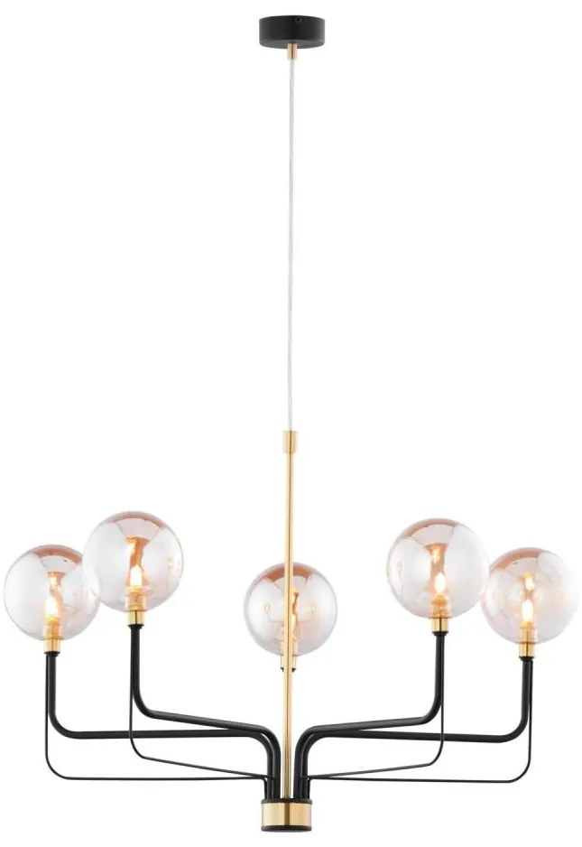 Jupiter 1886 - Полилей на кабел ERIS 5xG9/14W/230V златен/черен/опушен бежов