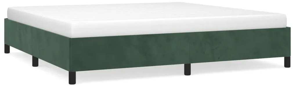 347345 vidaXL Рамка за легло без матрак, тъмнозелена, 200x200 см, кадифе