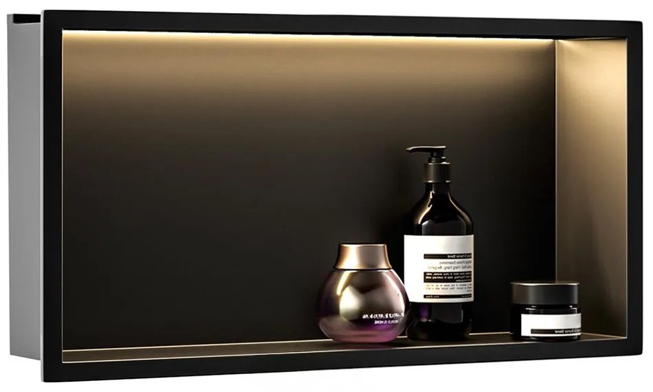 Вграден рафт за баня  LED 30x60 black