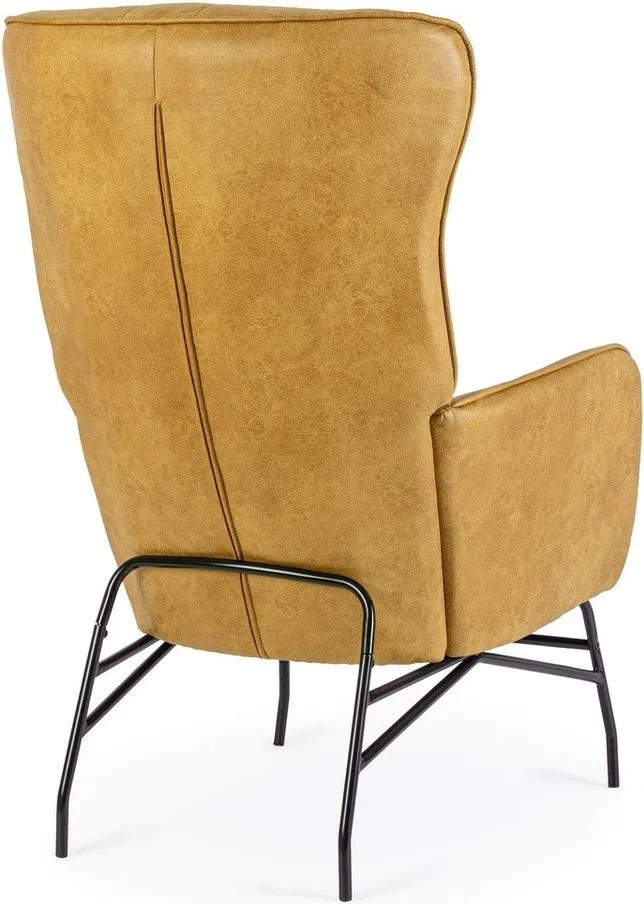 Кресло от изкуствена кожа в цвят горчица Nasira – Bizzotto