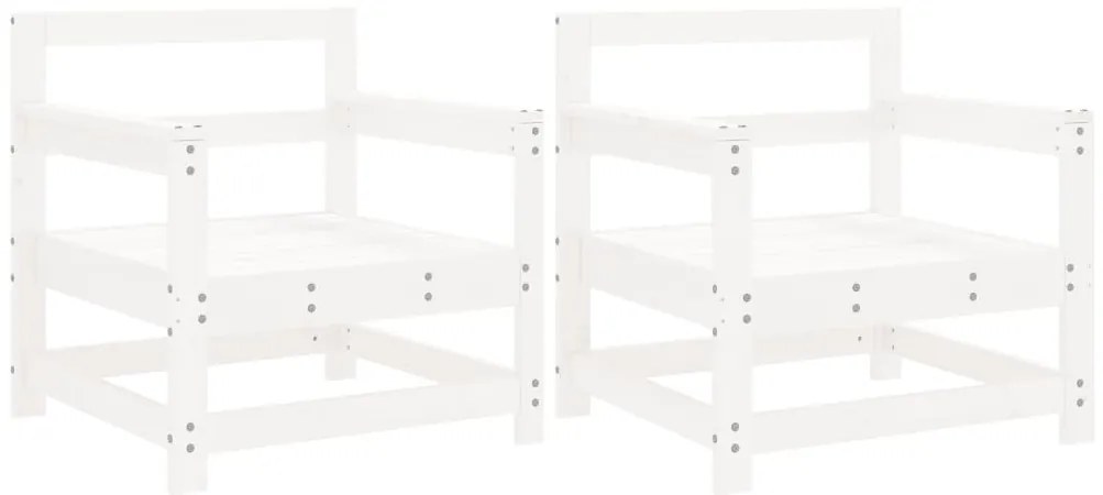 825493 vidaXL Градински столове, 2 бр, бели, борово дърво масив