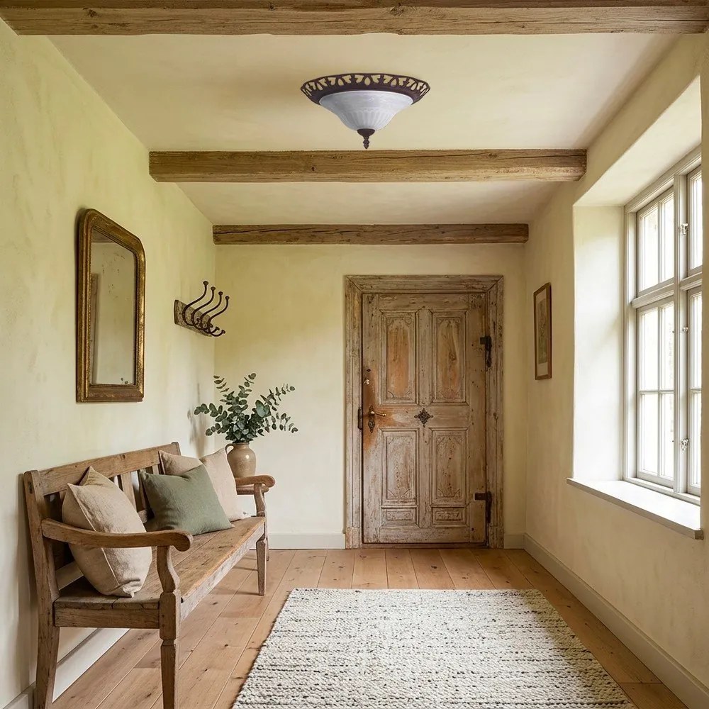 Тъмнокафяво осветително тяло за таван със стъклен абажур ø 38 cm Rustica – Trio