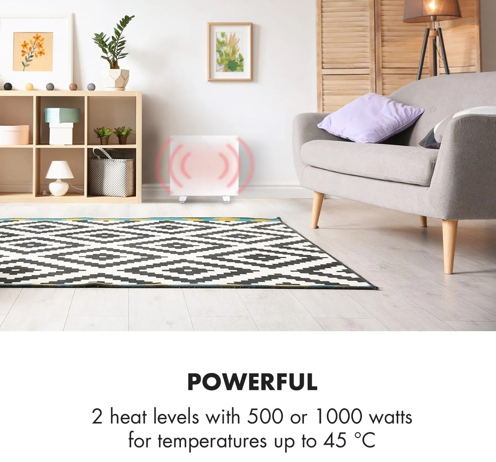 Klarstein Bornholm Single, конвектор, конвекторен нагревател, термостат, таймер, 1000W, бял