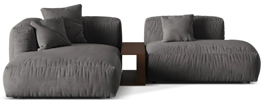 Сив кадифен модулен ъглов диван (ляв ъгъл) Martina – Micadoni