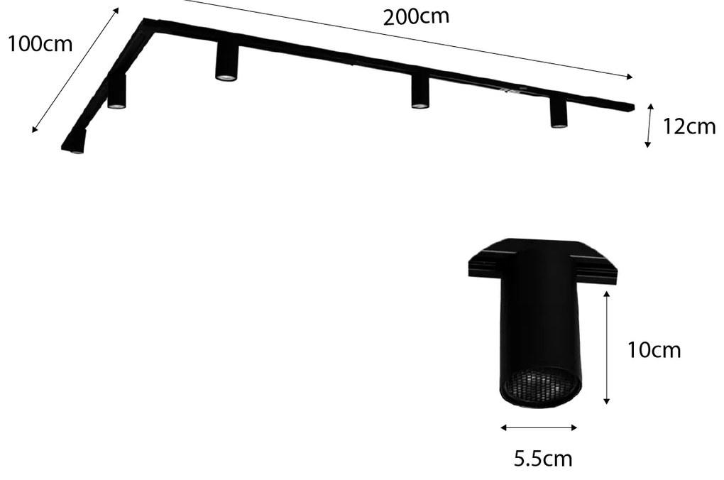 Модерна релсова система за осветление с 5 тъмно бронзови прожектора 1-фазов GU10 50mm - Iconic Ruby