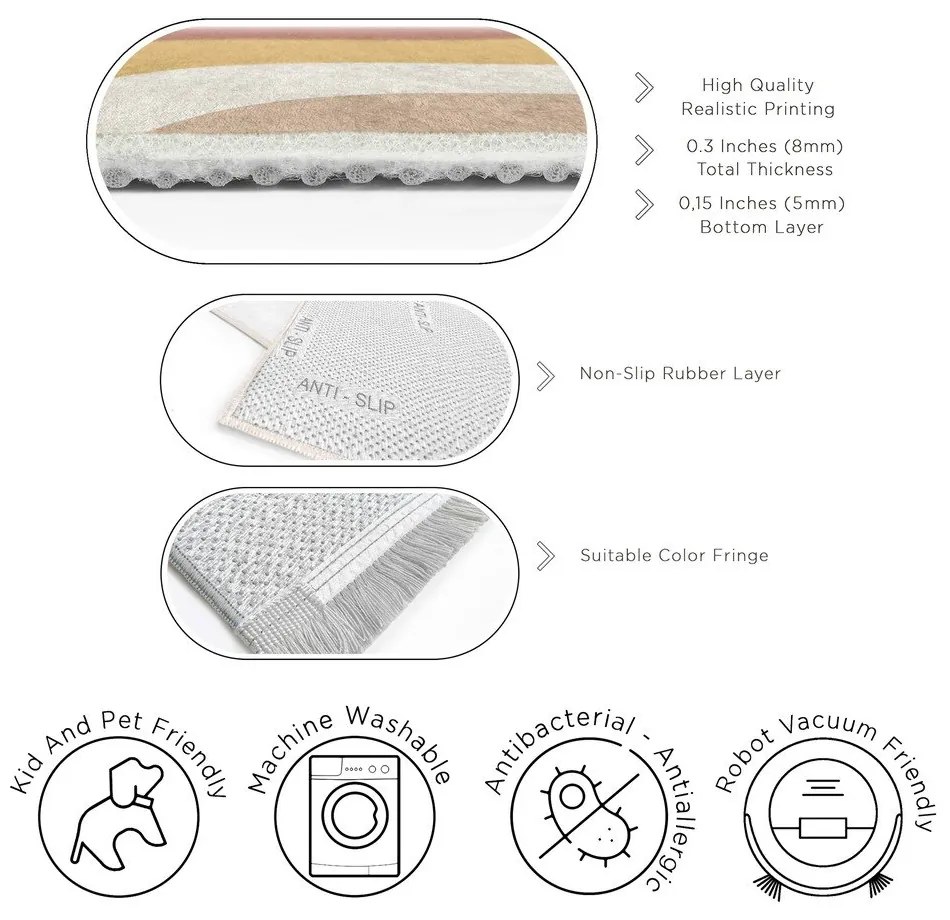 Килим подходящ за пране в цвят жълта охра и сиво-розово 120x180 cm Creamy Strawberry Swirl – Mila Home