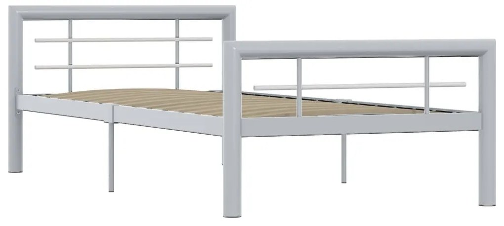 284556 vidaXL Рамка за легло, сиво и бяло, метал, 90x200 см