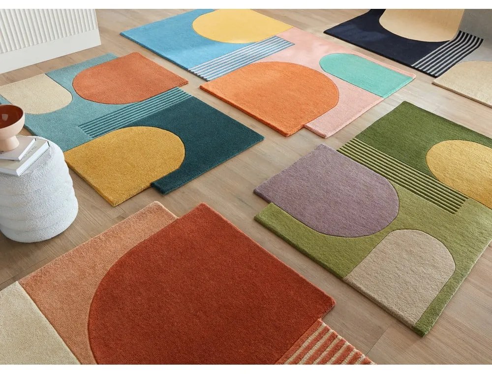 Син ръчно изработен вълнен килим 120x180 cm Lozenge Bright Multi – Flair Rugs