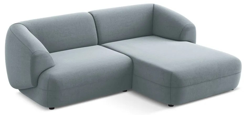 Светлосин кадифен ъглов диван (десен ъгъл) Moana – Makamii