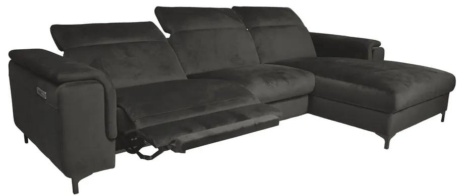 Ъглов диван от сиво кадифе (десен ъгъл) Brito - MESONICA