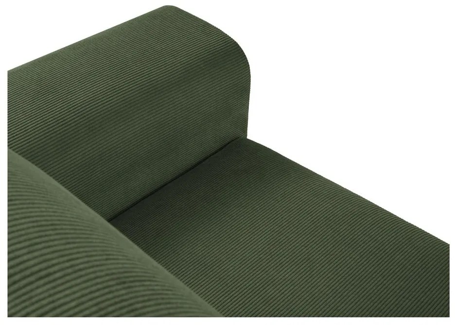 Разтегателен диван от зелен велур , ляв ъгъл Moghan - Micadoni Home