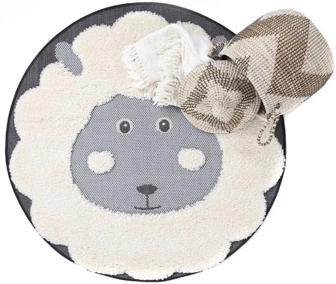 Килим Ribbonz-Черен-Диаметър: 120 см.