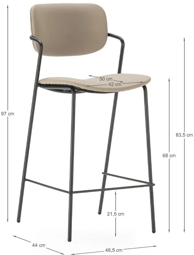Бежови бар столове в комплект от 2 бр. (височина на седалката 68 cm) Maika – Marckeric