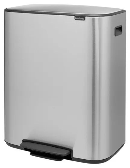 Кош за боклук Brabantia Bo Pedal 1003186, 60 л, Леко затваряне, Противоплъзгаща основа, Устойчив на пръстови отпечатъци, Инокс/Мат