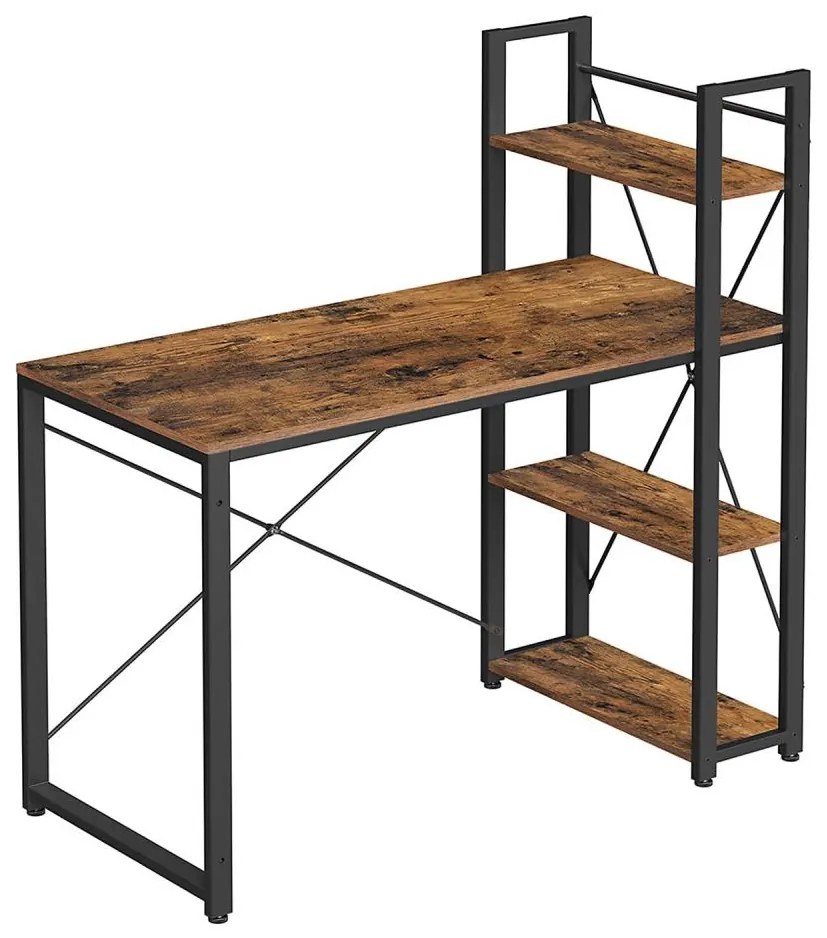 Писмен бюро SOLEA с рафтове, кафяво/черно