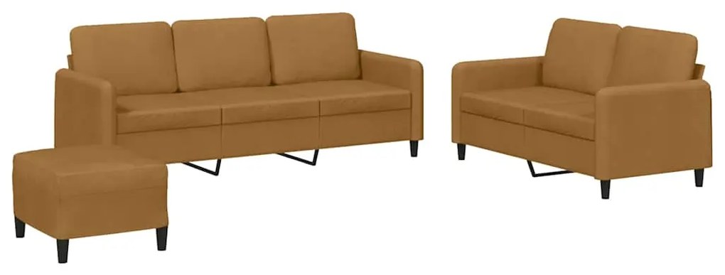 3202031 vidaXL Комплект дивани от 3 части, кафяв, кадифе