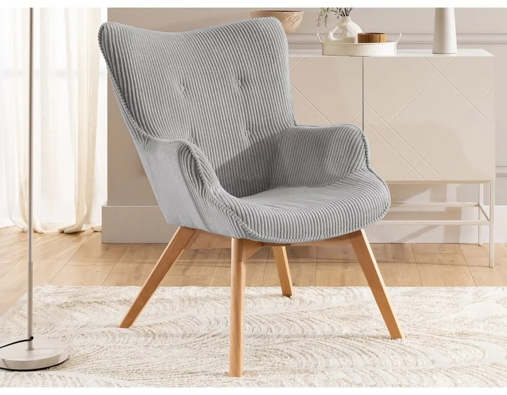 Сиво кресло от рипсено кадифе Niko – Ropez