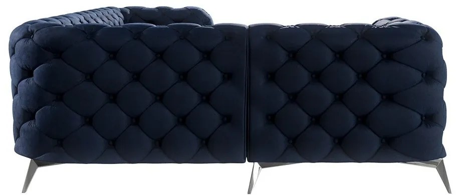 Тъмносин кадифен ъглов диван (ляв ъгъл/L форма) Chelsea – Ropez