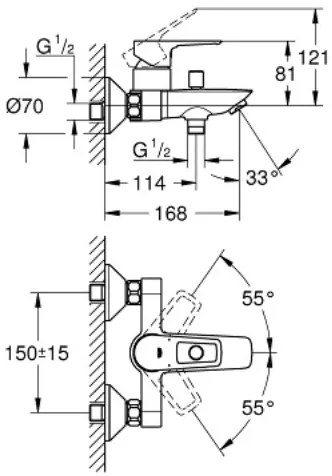 Смесител за баня body Grohe BauLoop