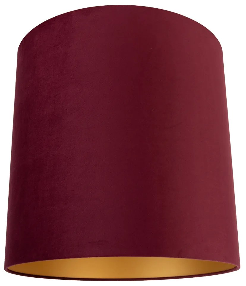 Кадифен абажур червен 40/40/40 със златист интериор