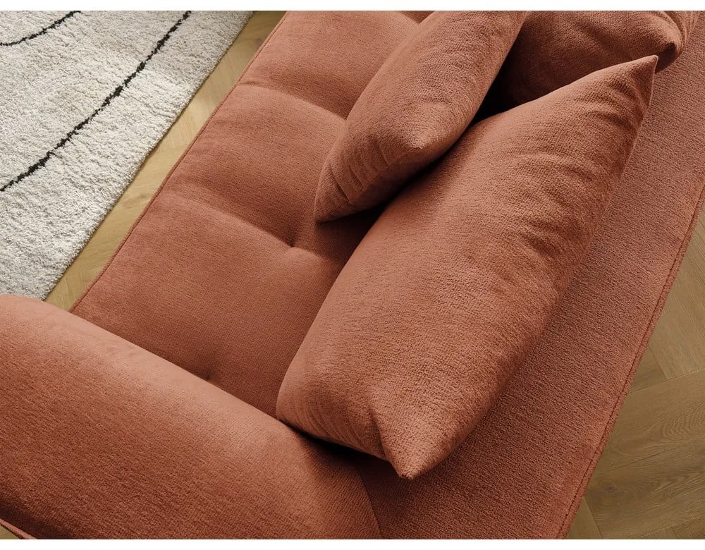 Теракотен шенилов ъглов диван (десен ъгъл/L форма) Whesley – Bobochic Paris