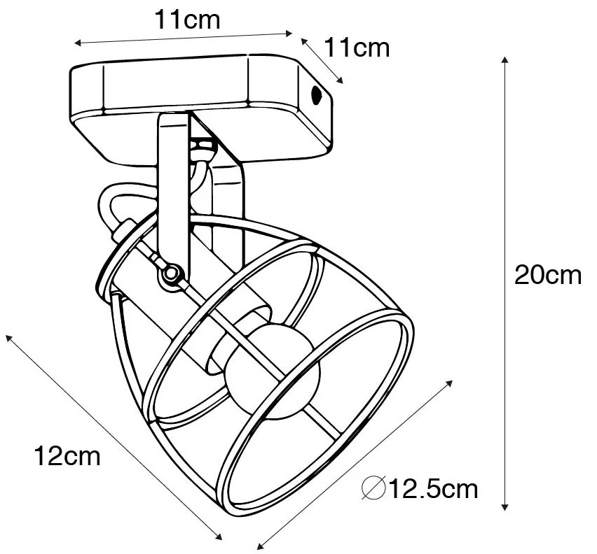 Индустриален прожектор тъмно сив с дърво регулируем - Arthur