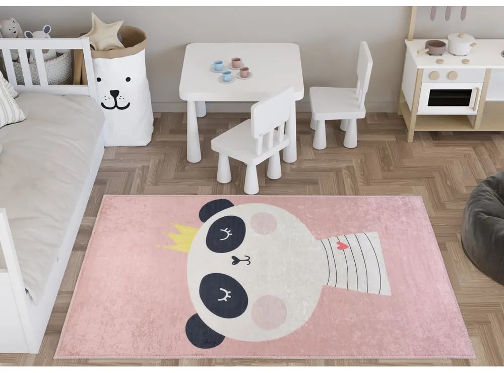 Светлорозов детски килим подходящ за пране 100x160 cm Royalty Mascot – Vitaus