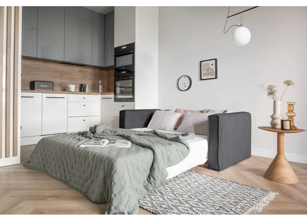 Тъмно сив разтегателен диван 168 cm Lucky Lucy - Miuform