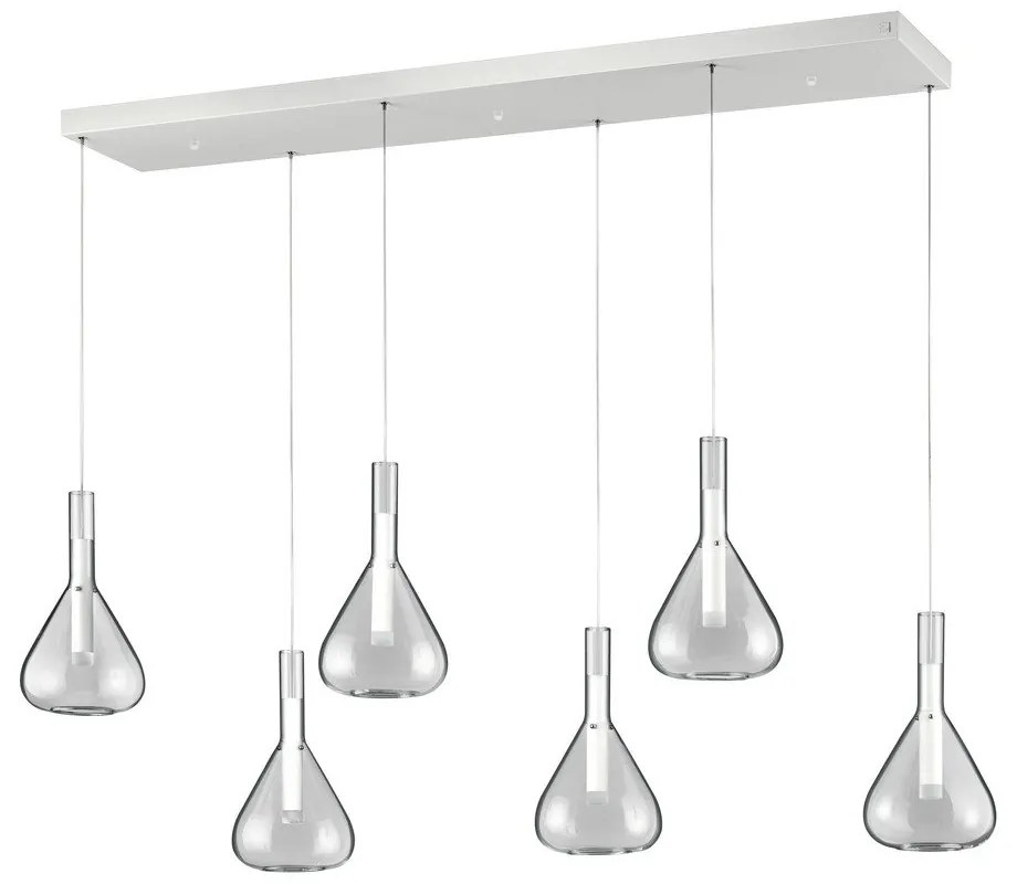 Бяло LED висящо осветително тяло със стъклен абажур Cipera – CINQUE