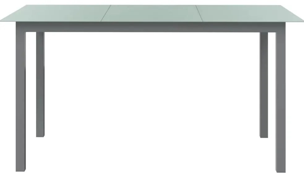 312204 vidaXL Градинска маса, светлосива, 150x90x74 см, алуминий и стъкло
