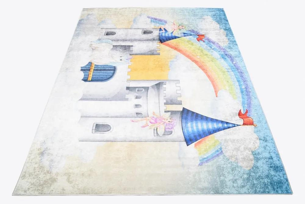 Детски килим с мотив на приказен замък Ширина: 140 см | Дължина: 200 см