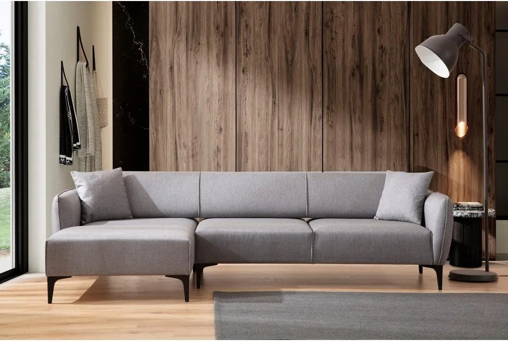 Светлосив ъглов диван , ляв ъгъл Belissimo – Balcab Home