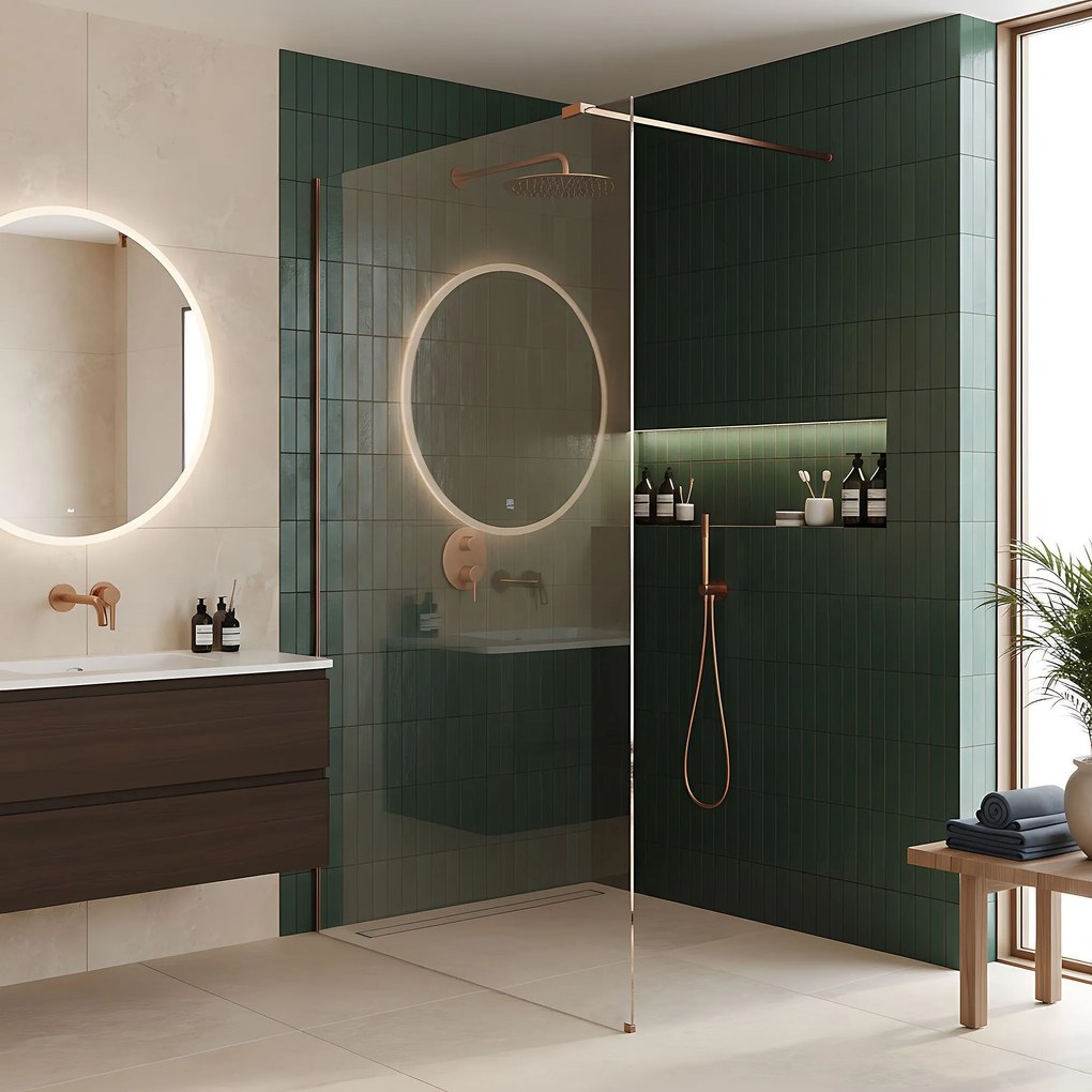 Параван за душ Rea Flexi Transparent / Brush Copper 110