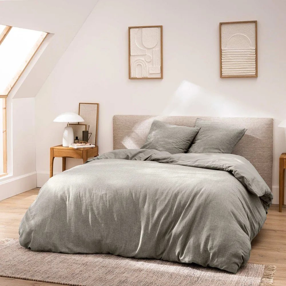 Сиво двойно /удължено 3 части памучно спално бельо 240x220 cm Meline – douceur d'intérieur