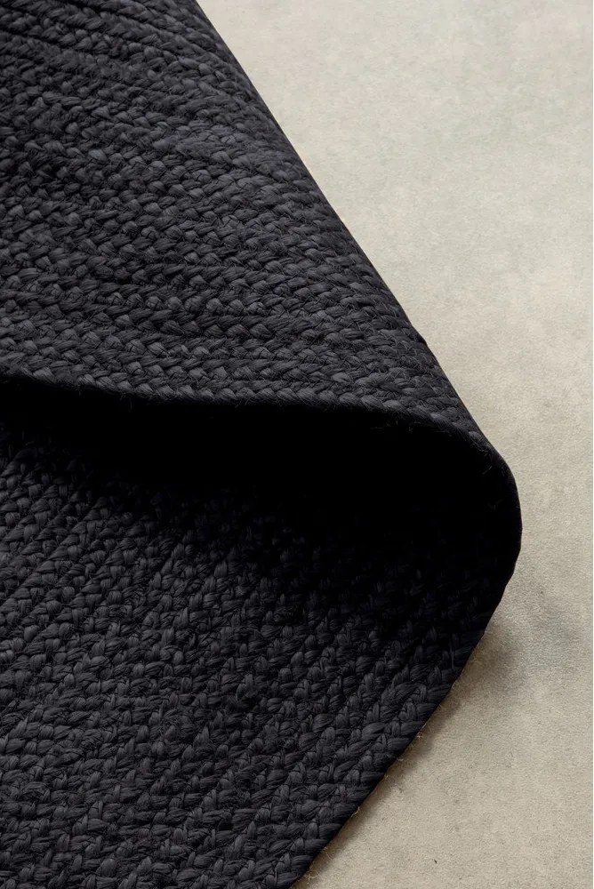 Черен двустранен/ръчно изработен ютен кръгъл килим ø 200 cm Braided – Hanse Home